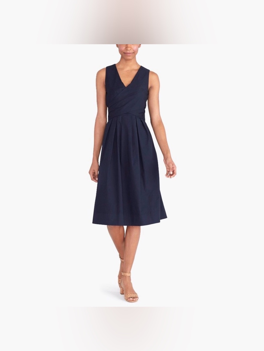 NWT J. Crew Navy Blue Midi Wrap Top Shirt Dress in Stretch Cotton. Size12. NWT. - Picture 2 of 4